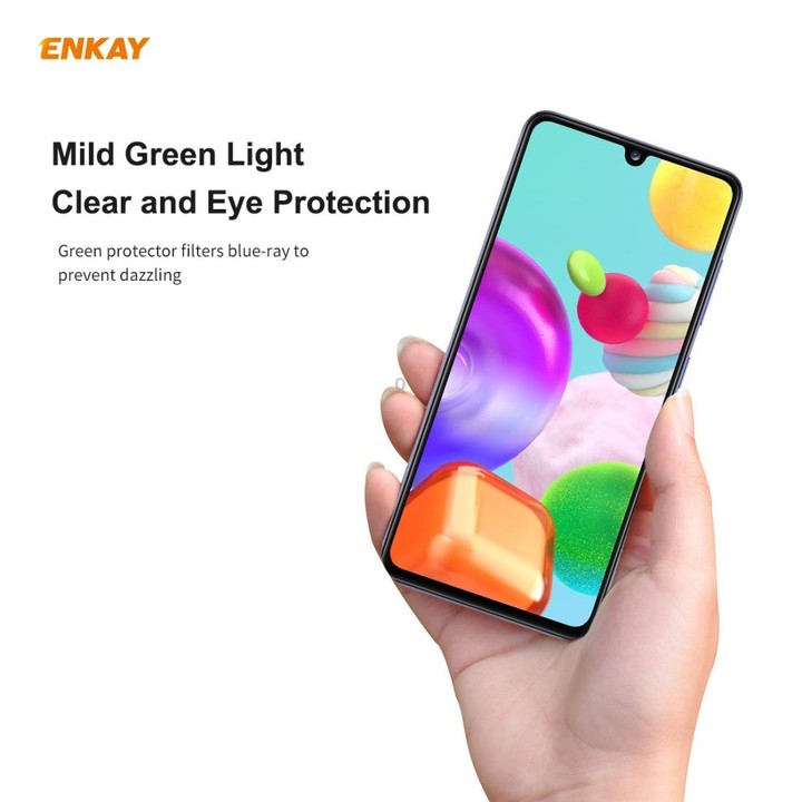 For Samsung Galaxy A41 ENKAY Hat-Prince 0.26mm 9H 6D Curved Full Screen Eye Protection Green Film Tempered Glass Protector
