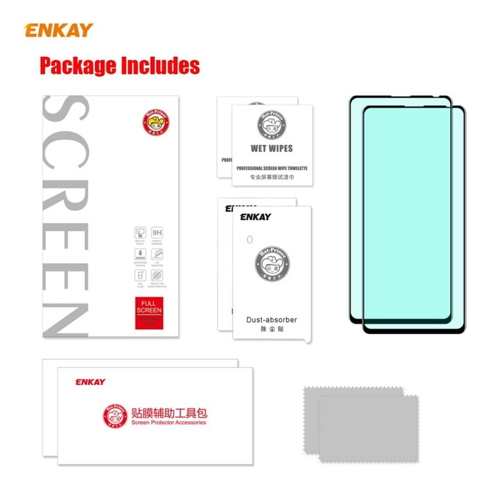 For Samsung Galaxy A71 2 PCS ENKAY Hat-Prince 0.26mm 9H 6D Curved Full Screen Eye Protection Green Film Tempered Glass Protector