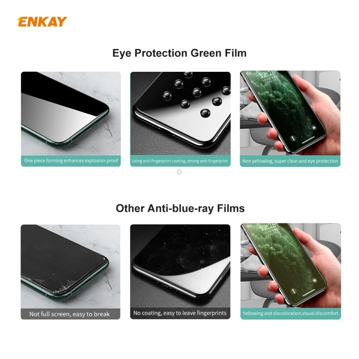 For Samsung Galaxy A31 2 PCS ENKAY Hat-Prince 0.26mm 9H 6D Curved Full Screen Eye Protection Green Film Tempered Glass Protector