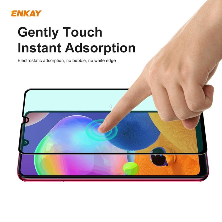 For Samsung Galaxy A31 2 PCS ENKAY Hat-Prince 0.26mm 9H 6D Curved Full Screen Eye Protection Green Film Tempered Glass Protector