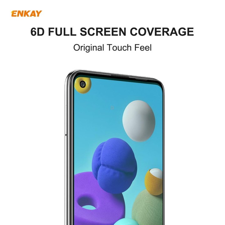 For Samsung Galaxy A21 / A21s 2 PCS ENKAY Hat-Prince 0.26mm 9H 6D Curved Full Screen Eye Protection Green Film Tempered Glass Pr