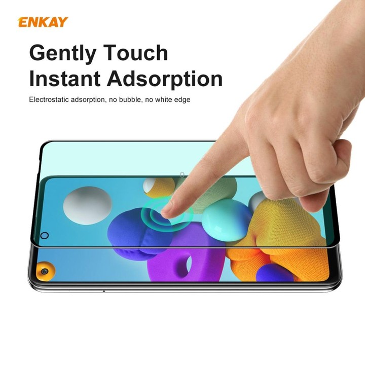 For Samsung Galaxy A21 / A21s 2 PCS ENKAY Hat-Prince 0.26mm 9H 6D Curved Full Screen Eye Protection Green Film Tempered Glass Pr