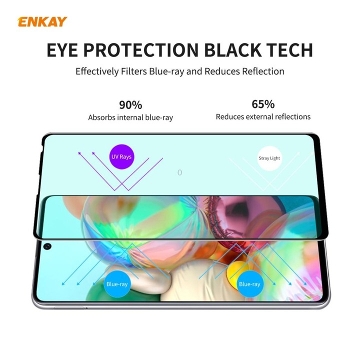 For Samsung Galaxy A71 5 PCS ENKAY Hat-Prince 0.26mm 9H 6D Curved Full Screen Eye Protection Green Film Tempered Glass Protector