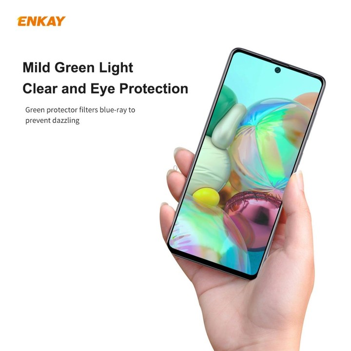 For Samsung Galaxy A71 5 PCS ENKAY Hat-Prince 0.26mm 9H 6D Curved Full Screen Eye Protection Green Film Tempered Glass Protector