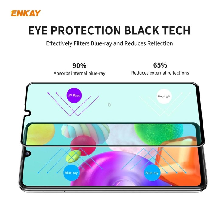 For Samsung Galaxy A41 5 PCS ENKAY Hat-Prince 0.26mm 9H 6D Curved Full Screen Eye Protection Green Film Tempered Glass Protector