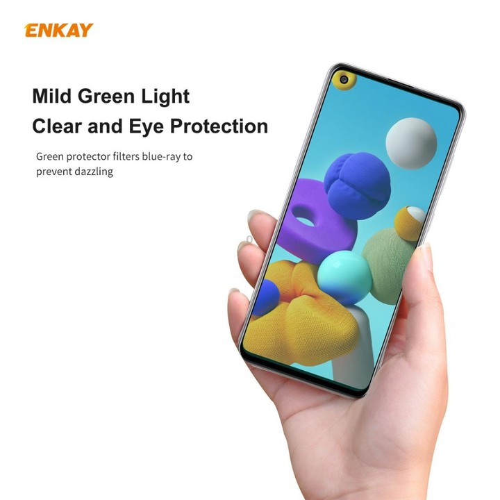 For Samsung Galaxy A21 / A21s 5 PCS ENKAY Hat-Prince 0.26mm 9H 6D Curved Full Screen Eye Protection Green Film Tempered Glass Pr