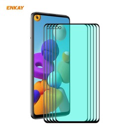 For Samsung Galaxy A21 / A21s 5 PCS ENKAY Hat-Prince 0.26mm 9H 6D Curved Full Screen Eye Protection Green Film Tempered Glass Pr