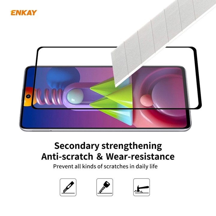 For Samsung Galaxy M51 2 PCS ENKAY Hat-Prince Full Glue 0.26mm 9H 2.5D Tempered Glass Full Coverage Film