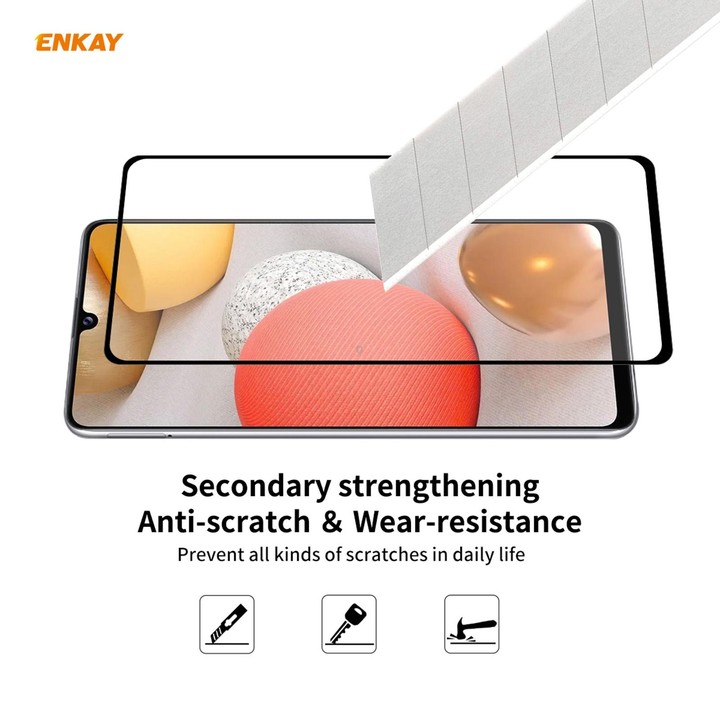 For Samsung Galaxy A42 5G 2pcs ENKAY Hat-Prince Full Glue 0.26mm 9H 2.5D Tempered Glass Full Coverage Film