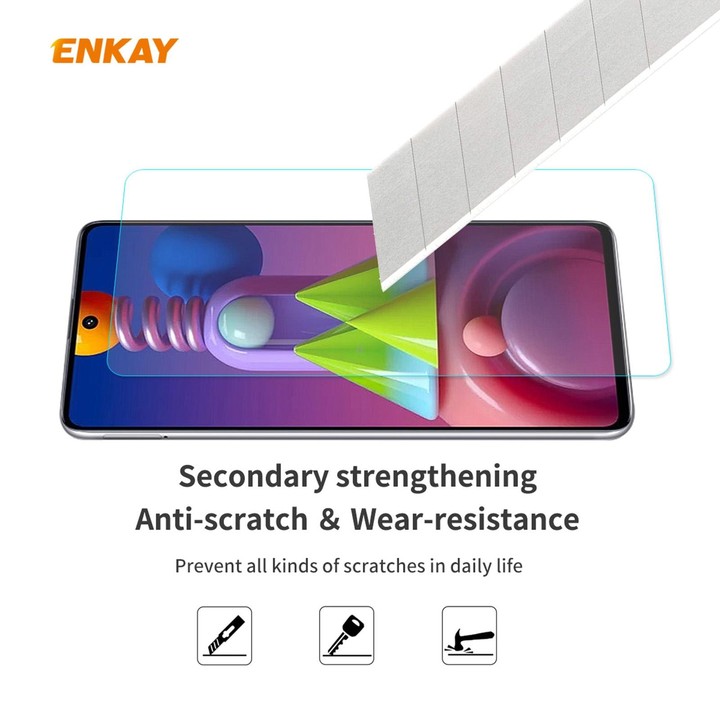 For Samsung Galaxy M51 5 PCS ENKAY Hat-Prince 0.26mm 9H 2.5D Curved Edge Tempered Glass Film