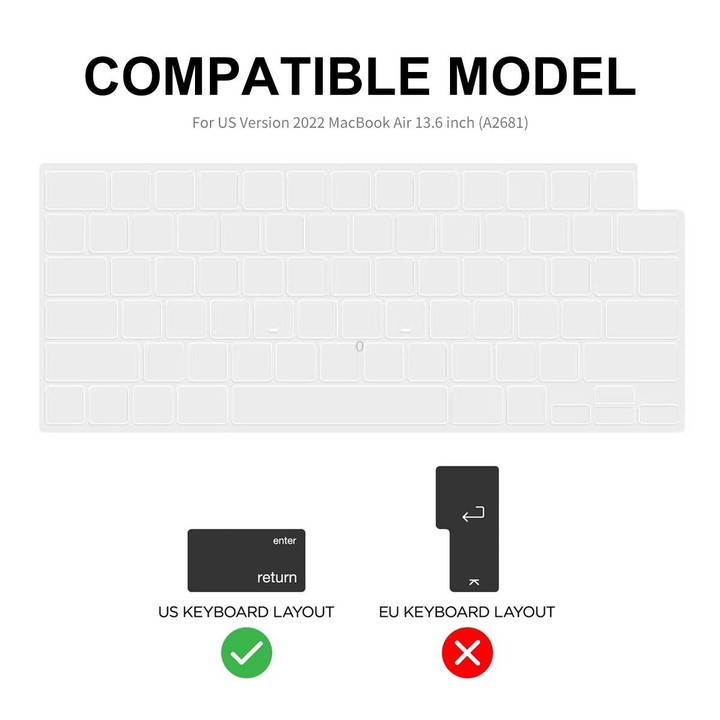 For MacBook Air 13.6 2022/2024 A2681 M2 / A3113 M3 US Version ENKAY 3 in 1 Matte Laptop Case with TPU Keyboard Film / Anti-dust