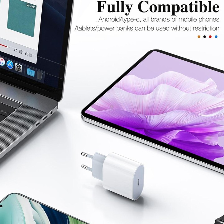 PD 20W Single USB-C / Type-C Interface Travel Charger, EU Plug
