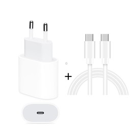 2 in 1 PD 20W Single USB-C / Type-C Port Travel Charger + 3A PD3.0 USB-C / Type-C to USB-C / Type-C Fast Charge Data Cable Set,