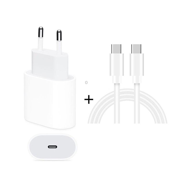 2 in 1 PD 20W Single USB-C / Type-C Port Travel Charger + 3A PD3.0 USB-C / Type-C to USB-C / Type-C Fast Charge Data Cable Set,