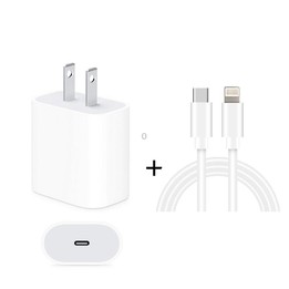 2 in 1 PD 20W Single USB-C / Type-C Port Travel Charger + 3A PD3.0 USB-C / Type-C to 8 Pin Fast Charge Data Cable Set, Cable Len