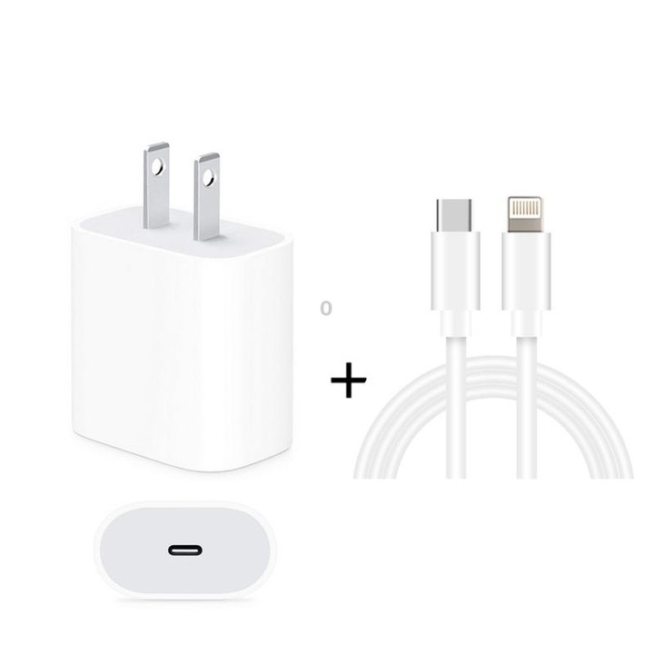 2 in 1 PD 20W Single USB-C / Type-C Port Travel Charger + 3A PD3.0 USB-C / Type-C to 8 Pin Fast Charge Data Cable Set, Cable Len