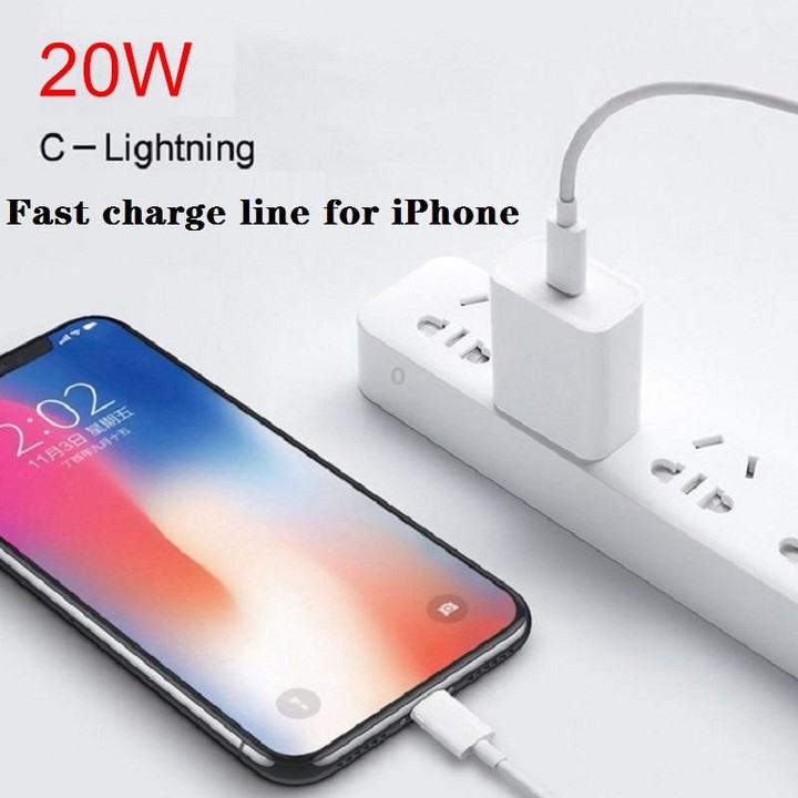 2 in 1 PD 20W Single USB-C / Type-C Port Travel Charger + 3A PD3.0 USB-C / Type-C to 8 Pin Fast Charge Data Cable Set, Cable Len