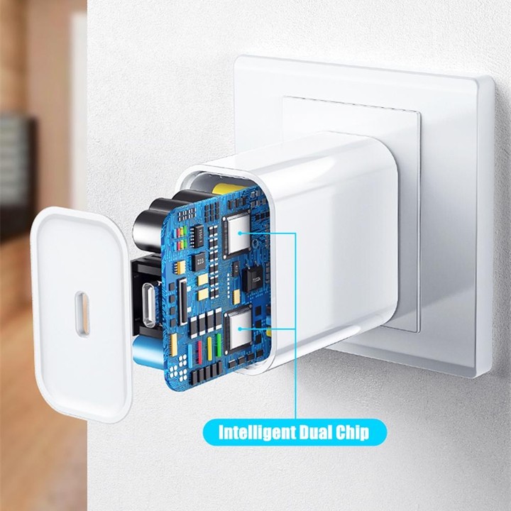 2 in 1 PD 20W Single USB-C / Type-C Port Travel Charger + 3A PD3.0 USB-C / Type-C to 8 Pin Fast Charge Data Cable Set, Cable Len