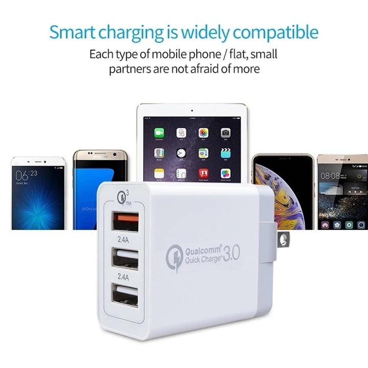 SDC-30W 30W QC 3.0 USB + 2.4A Dual USB 2.0 Ports Mobile Phone Tablet PC Universal Quick Charger Travel Charger, US Plug
