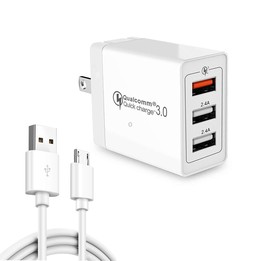 SDC-30W 2 in 1 USB to Micro USB Data Cable + 30W QC 3.0 USB + 2.4A Dual USB 2.0 Ports Mobile Phone Tablet PC Universal Quick Cha