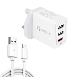 SDC-30W 2 in 1 USB to Micro USB Data Cable + 30W QC 3.0 USB + 2.4A Dual USB 2.0 Ports Mobile Phone Tablet PC Universal Quick Cha
