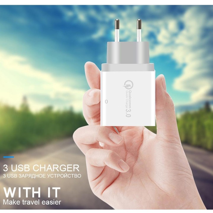 SDC-30W 2 in 1 USB to USB-C / Type-C Data Cable + 30W QC 3.0 USB + 2.4A Dual USB 2.0 Ports Mobile Phone Tablet PC Universal Quic