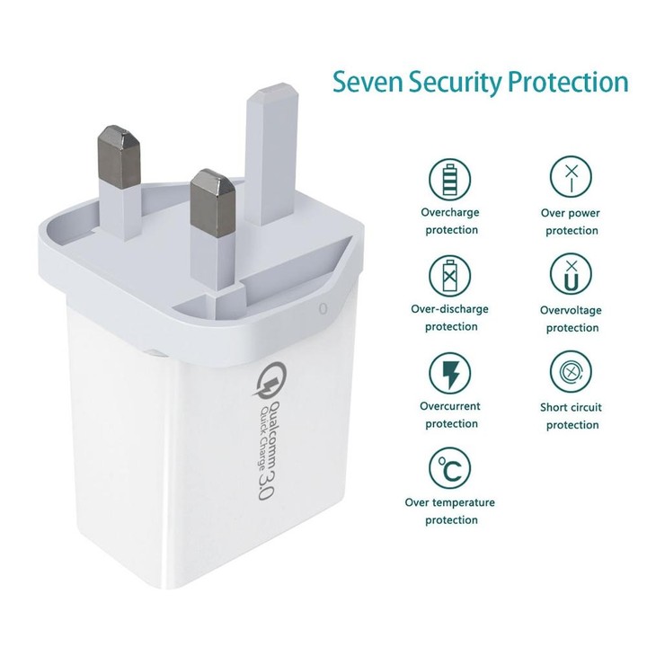 SDC-30W 2 in 1 USB to 8 Pin Data Cable + 30W QC 3.0 USB + 2.4A Dual USB 2.0 Ports Mobile Phone Tablet PC Universal Quick Charger