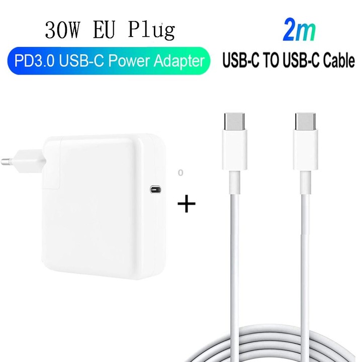2 in 1 PD 30W USB-C / Type-C + 3A PD 3.0 USB-C / Type-C to USB-C / Type-C Fast Charge Data Cable Set, Cable Length: 2m, EU Plug