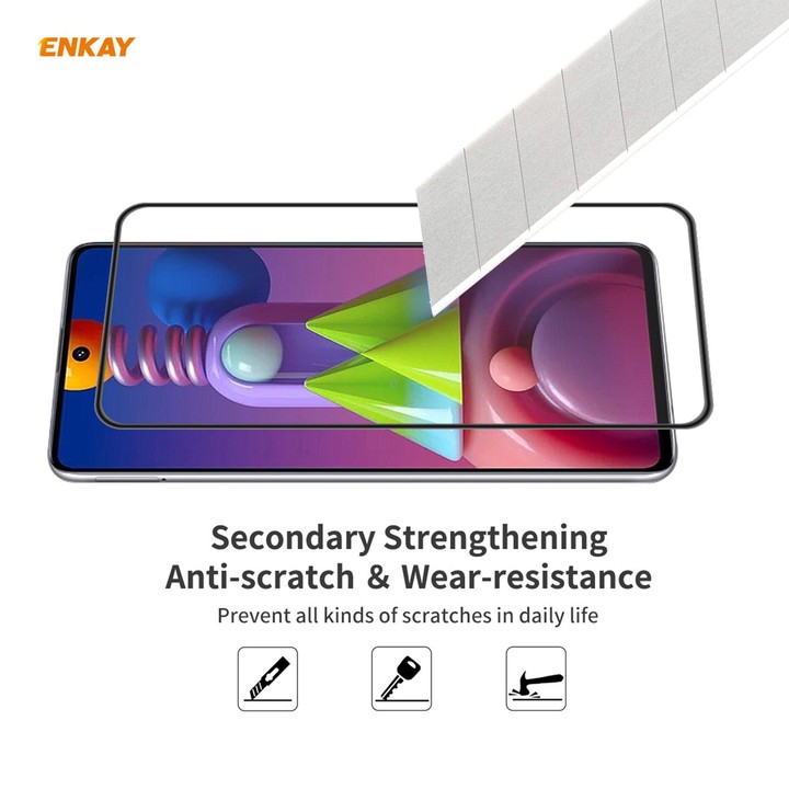For Samsung Galaxy M51 ENKAY Hat-Prince Anti-drop Full Glue Tempered Glass Full Screen Film Anti-fall Protector