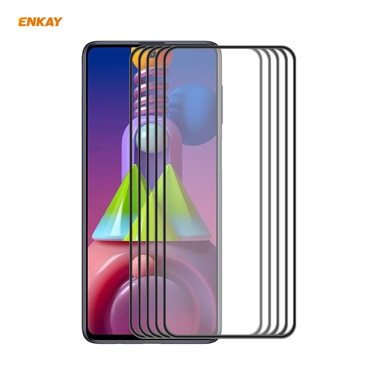 For Samsung Galaxy M51 5 PCS ENKAY Hat-Prince Anti-drop Full Glue Tempered Glass Full Screen Film Anti-fall Protector