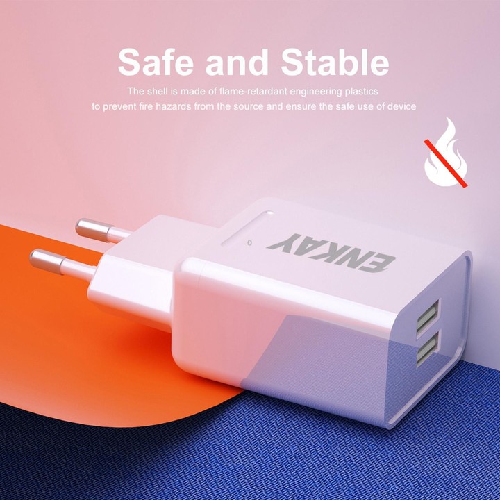 ENKAY Hat-Prince T003-1 10.5W 2.1A Dual USB Travel Charger Power Adapter for Huawei / Xiaomi / Samsung, EU Plug