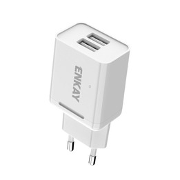 ENKAY Hat-Prince T003-1 10.5W 2.1A Dual USB Travel Charger Power Adapter for Huawei / Xiaomi / Samsung, EU Plug