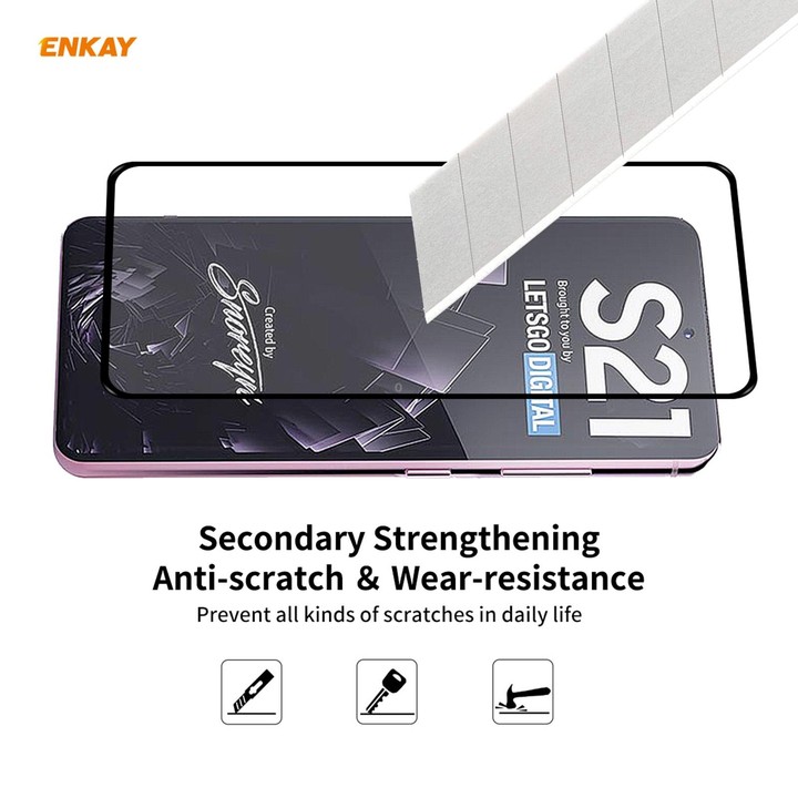 For Samsung Galaxy S21 5G 1pc ENKAY Hat-Prince Full Glue 0.26mm 9H 2.5D Tempered Glass Full Coverage Film Support Fingerprint Un