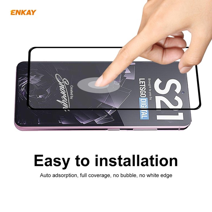 For Samsung Galaxy S21 5G 10pcs ENKAY Hat-Prince Full Glue 0.26mm 9H 2.5D Tempered Glass Full Coverage Film Support Fingerprint