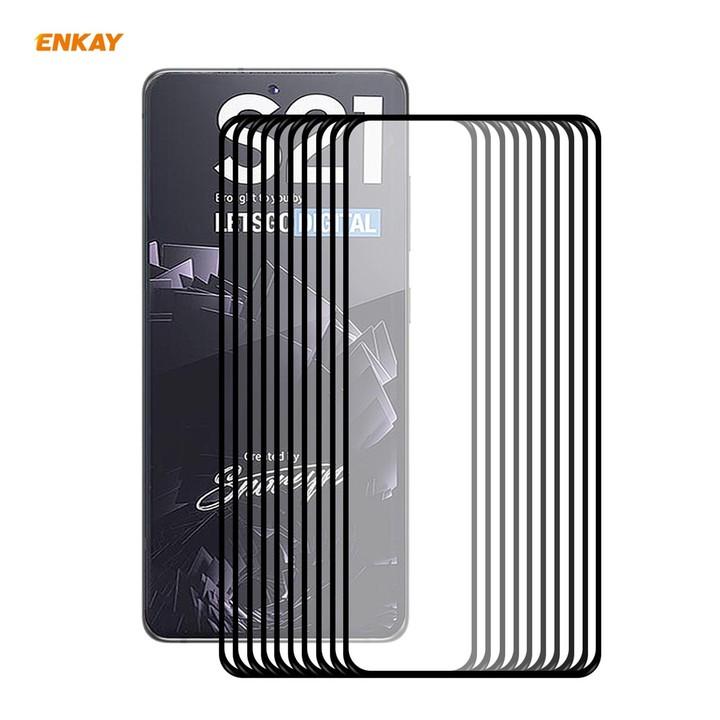 For Samsung Galaxy S21 5G 10pcs ENKAY Hat-Prince Full Glue 0.26mm 9H 2.5D Tempered Glass Full Coverage Film Support Fingerprint