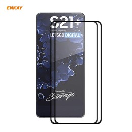 For Samsung Galaxy S21+ 5G 2pcs ENKAY Hat-Prince Full Glue 0.26mm 9H 2.5D Tempered Glass Full Coverage Film Support Fingerprint