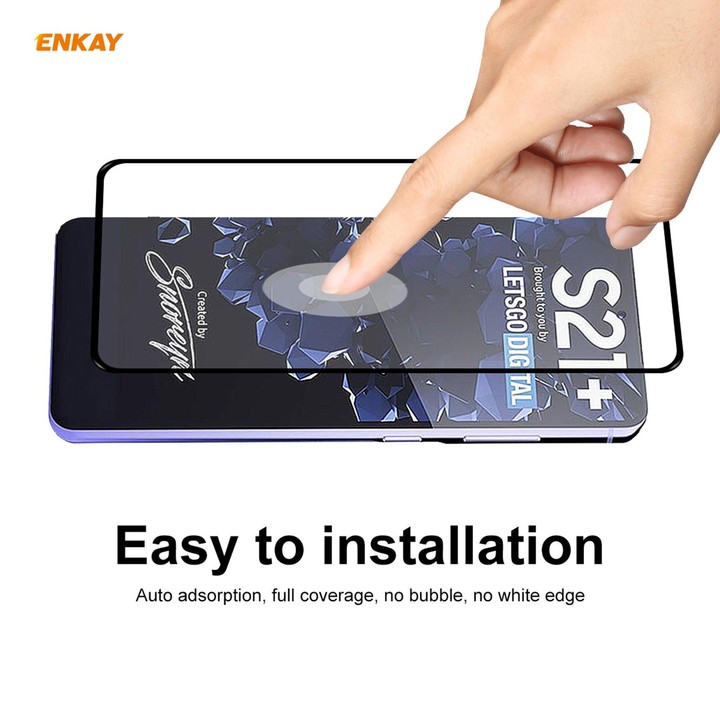 For Samsung Galaxy S21+ 5G 2pcs ENKAY Hat-Prince Full Glue 0.26mm 9H 2.5D Tempered Glass Full Coverage Film Support Fingerprint
