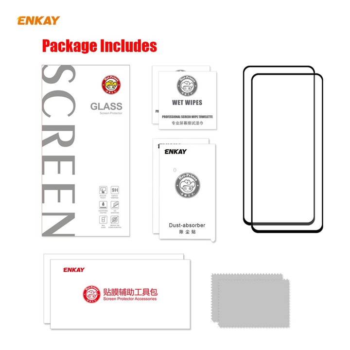 For Samsung Galaxy S21+ 5G 2pcs ENKAY Hat-Prince Full Glue 0.26mm 9H 2.5D Tempered Glass Full Coverage Film Support Fingerprint