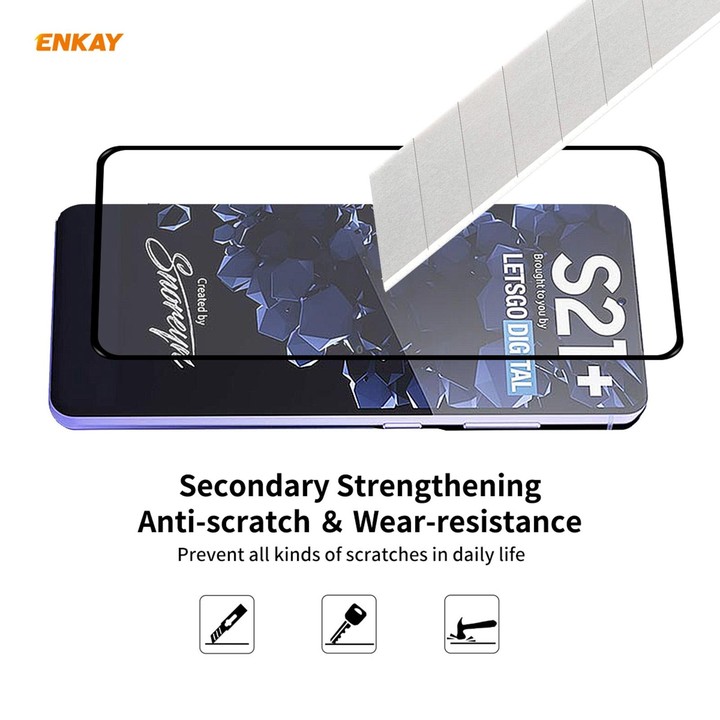 For Samsung Galaxy S21+ 5G 5pcs ENKAY Hat-Prince Full Glue 0.26mm 9H 2.5D Tempered Glass Full Coverage Film Support Fingerprint