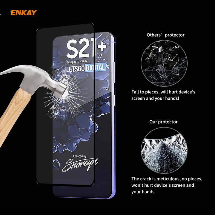 For Samsung Galaxy S21+ 5G 5pcs ENKAY Hat-Prince Full Glue 0.26mm 9H 2.5D Tempered Glass Full Coverage Film Support Fingerprint