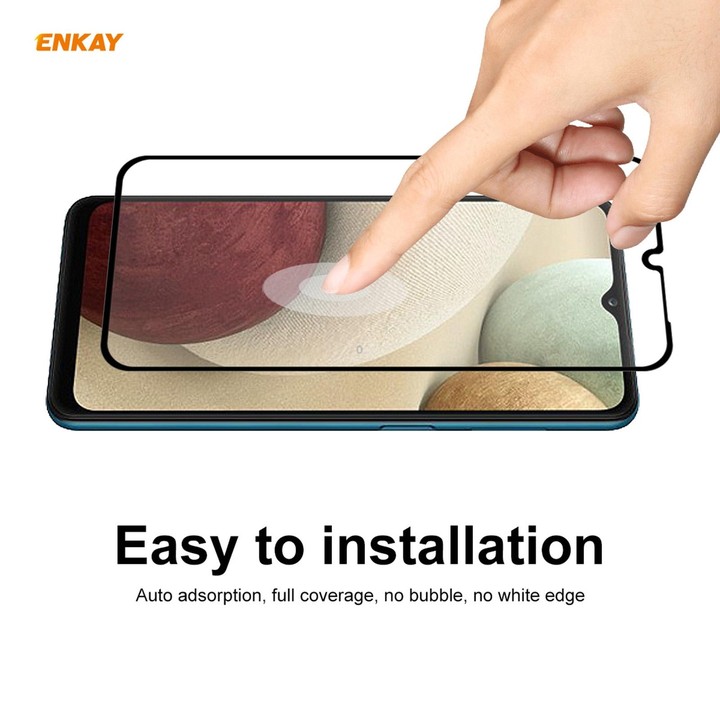 For Samsung Galaxy A12 ENKAY Hat-Prince Full Glue 0.26mm 9H 2.5D Tempered Glass Full Coverage Film