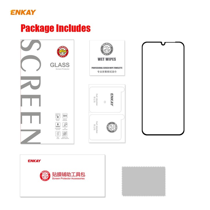 For Samsung Galaxy A12 ENKAY Hat-Prince Full Glue 0.26mm 9H 2.5D Tempered Glass Full Coverage Film