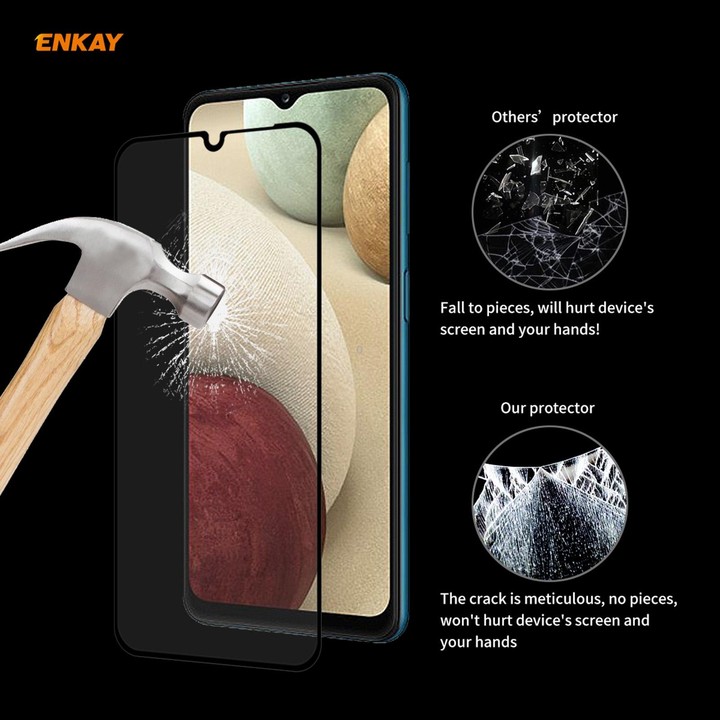 For Samsung Galaxy A12 ENKAY Hat-Prince Full Glue 0.26mm 9H 2.5D Tempered Glass Full Coverage Film