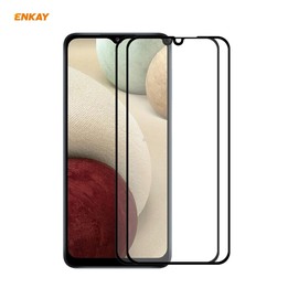 For Samsung Galaxy A12 2 PCS ENKAY Hat-Prince Full Glue 0.26mm 9H 2.5D Tempered Glass Full Coverage Film