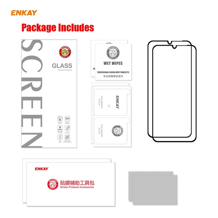 For Samsung Galaxy A12 2 PCS ENKAY Hat-Prince Full Glue 0.26mm 9H 2.5D Tempered Glass Full Coverage Film