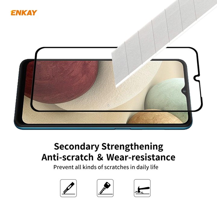 For Samsung Galaxy A12 5 PCS ENKAY Hat-Prince Full Glue 0.26mm 9H 2.5D Tempered Glass Full Coverage Film
