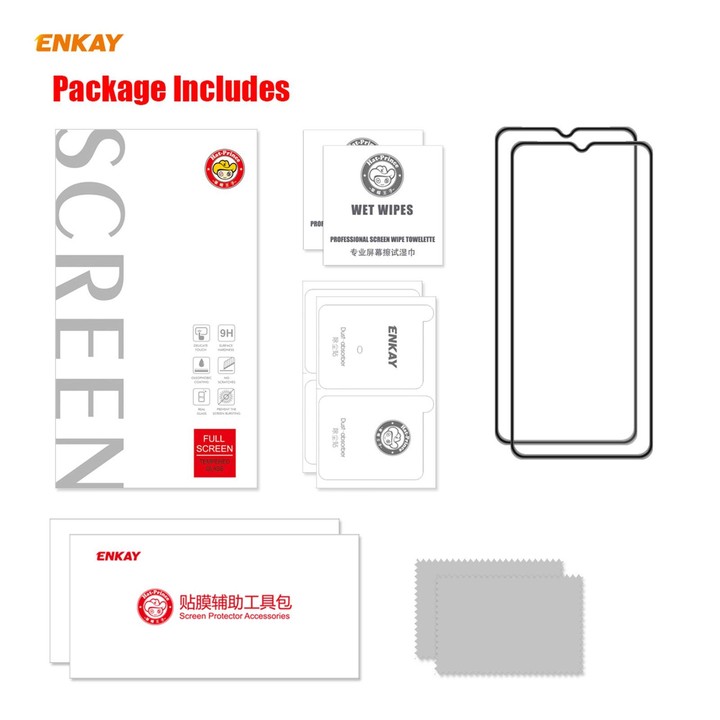 For Samsung Galaxy A12 2 PCS ENKAY Hat-Prince Anti-drop Full Glue Tempered Glass Full Screen Film Anti-fall Protector