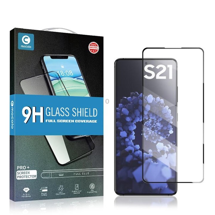 For Samsung Galaxy S21+ 5G mocolo 0.33mm 9H 2.5D Full Glue Tempered Glass Film, Support Fingerprint Unlock