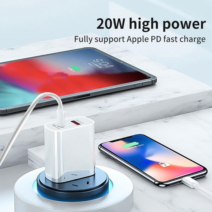 SDC-20WA+C 20W PD + QC 3.0 USB Dual Fast Charging Universal Travel Charger with USB to Micro USB Fast Charging Data Cable, UK Pl