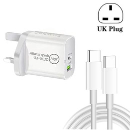 SDC-20WA+C 20W PD 3.0 + QC 3.0 USB Dual Port Fast Charging Universal Travel Charger with Type-C / USB-C to Type-C / USB-C Fast C